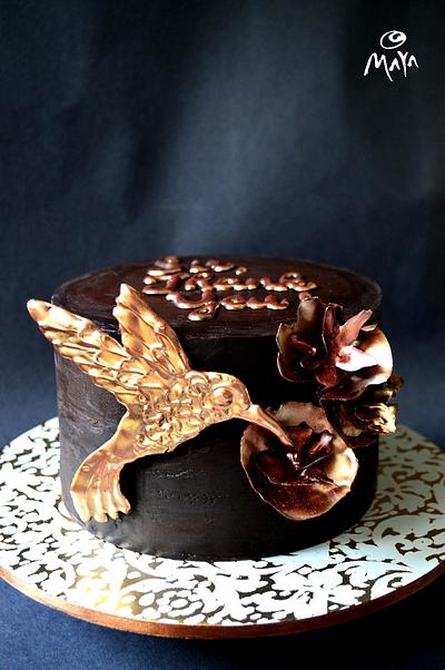 Chocolate Hummingbird & flowers - Cake by Abha Kohli