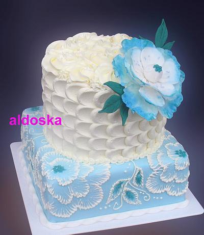 White and blue flowers - Cake by Alena