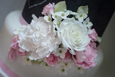 Chalkboard cake with Peonies and Roses - Cake by Debs Makes Cakes
