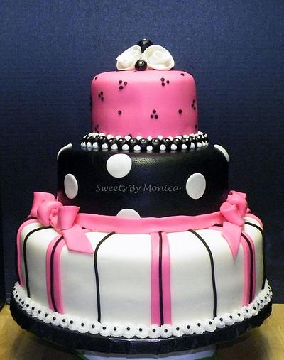 Black Pink & White Cake - Cake by Sweets By Monica
