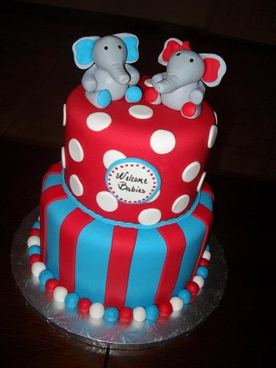 Elephants for Twins! - Cake by YummyTreatsbyYane