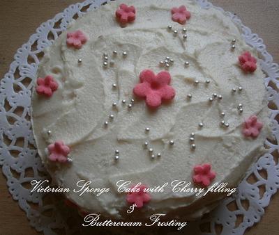 Victorian Sponge Cake with cherry filling and butter cream frosting - Cake by ritz55