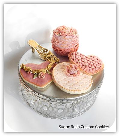 Couture Cookies and Royal icing gold shoe - Cake by Kim Coleman (Sugar Rush Custom Cookies)