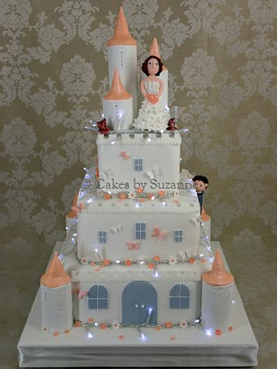 Wedding Castle Cake with fairy lights - Cake by suzanne