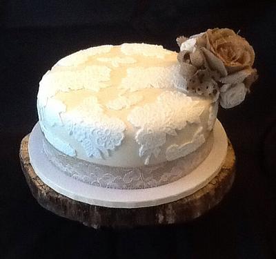 Burlap and lace  - Cake by John Flannery