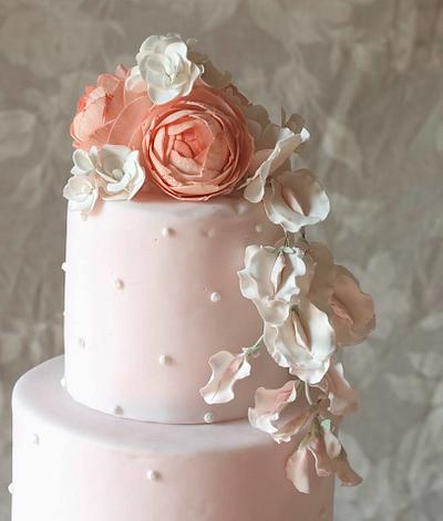 ranuncula and sweet pea engagement cake - Cake by Cristiana Ginanni