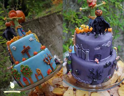 Two sided Halloween cake - Cake by Mandy