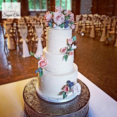 x Rustic Buttercream & Roses Wedding Cake x - Cake by Sugar Chic