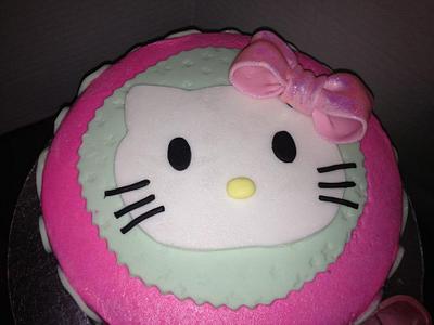hello Kitty pink and mint green - Cake by kangaroocakegirl