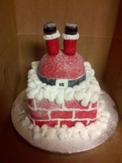 Santa Down the Chimney - Cake by Debbie