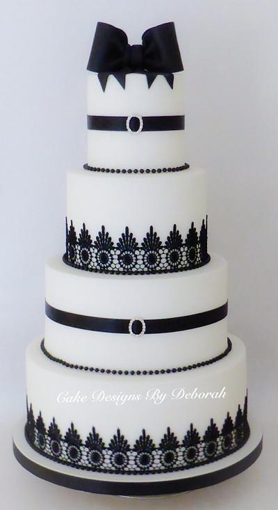 Black & White Wedding Cake - Cake by Deborah