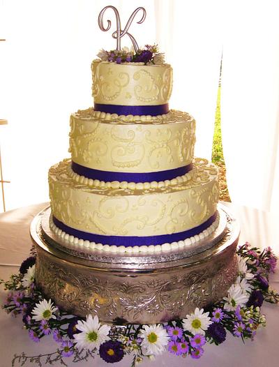 Buttercream tiered scrollwork wedding cake - Cake by Nancys Fancys Cakes & Catering (Nancy Goolsby)