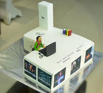 Cake replica of geeky husband's work desk on his BDay - Cake by Shilpa