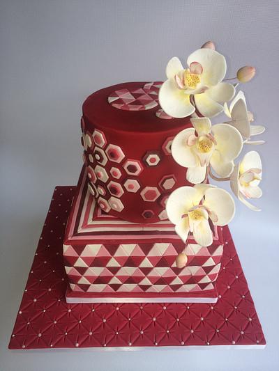 Red Geometric Birthday Cake - Cake by Alanscakestocraft