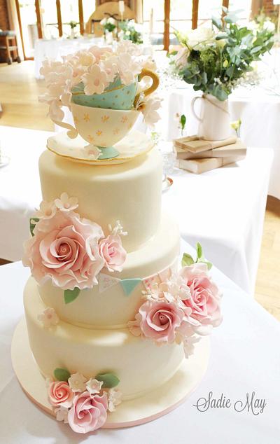 vintage afternoon tea wedding cake  - Cake by Sharon, Sadie May Cakes 