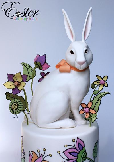The White Rabbit- Easter Coloring Book Cake Collaboration - Cake by Very Unique Cakes by Veronique 