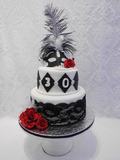 Masquerade in Black & White - Cake by Michelle