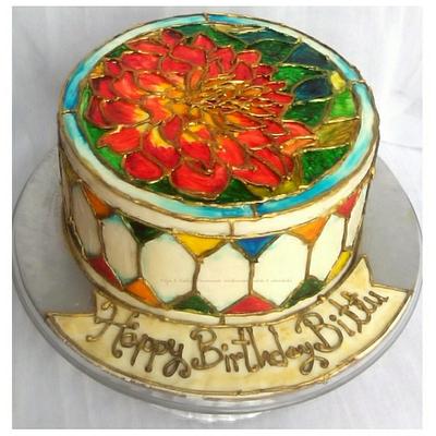 Stainedglass Chrysanthemum  - Cake by Chanda Rozario