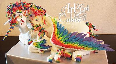 Rainbow Pegacorn Mama and Baby - Cake by Heather -Art2Eat Cakes- Sherman