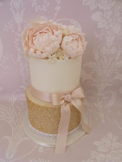 Peony & Gold Sequins..x. - Cake by Lulu Belles Cupcake Creations