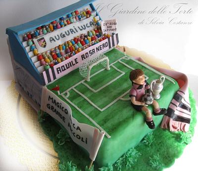 For a young big supporter "Pink Black" of the soccer team of my city:  FORZA  PALERMO !!! - Cake by Silvia Costanzo