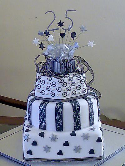 25th Wedding Anniversary Cake - Cake by Jo