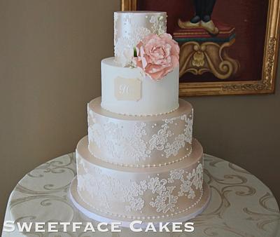 Satin & Lace Wedding Cake - Cake by Renay Zamora