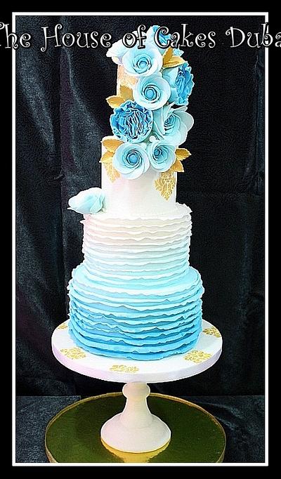 Blue ruffles cake - Cake by The House of Cakes Dubai