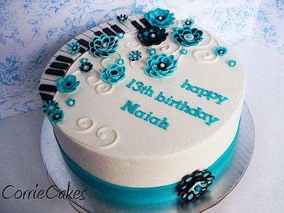 Piano keys and funky flowers - Cake by Corrie