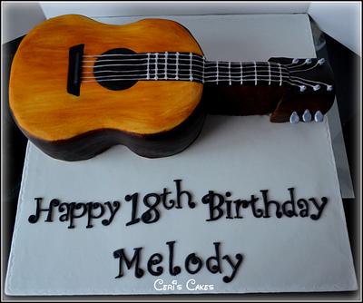 Hand painted Guitar cake - Cake by Ceri's Cakes