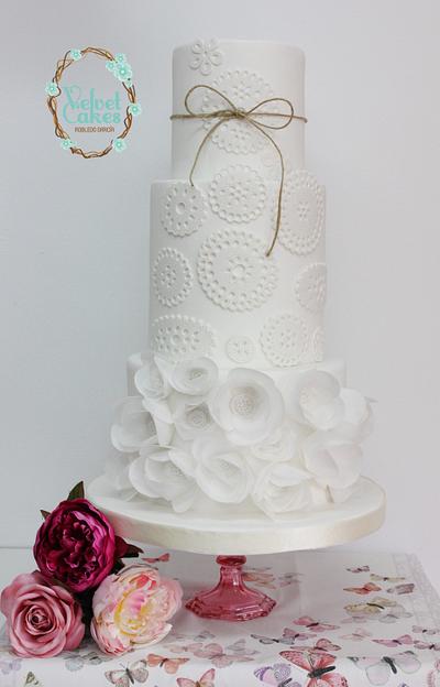 Doily Wedding Cake - Cake by The Velvet Cakes