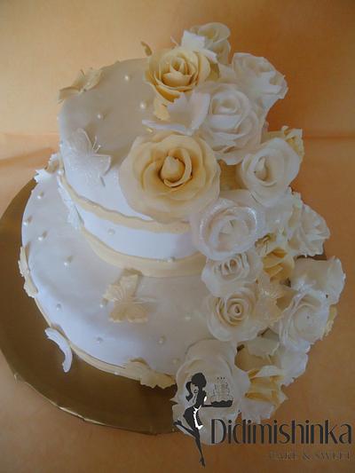 Wedding cake with roses - Cake by Delyana