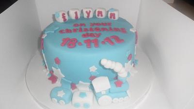 Train Christening cake - Cake by Rebecca Husband