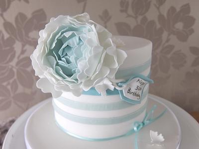 Duck Egg Blue Peony Cake - Cake by Cakes by Sian