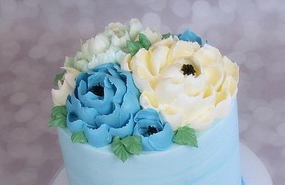 Butterceam Flowers  - Cake by Sharon Zambito