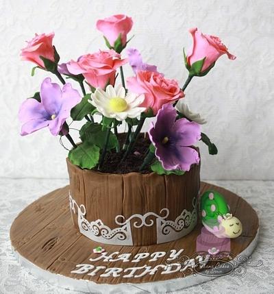 Flower pot birthday cake - Cake by Sonia Huebert
