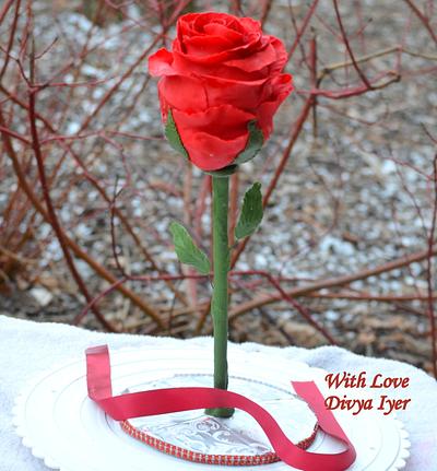 Standing Single rose  - Cake by Divya iyer