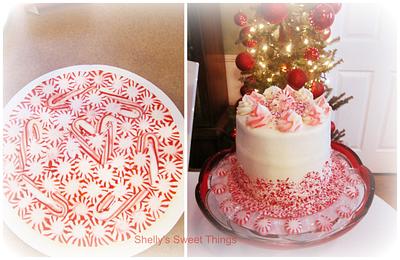 Chocolate cake with peppermint cream cheese on a peppermint platter - Cake by Shelly's Sweet Things