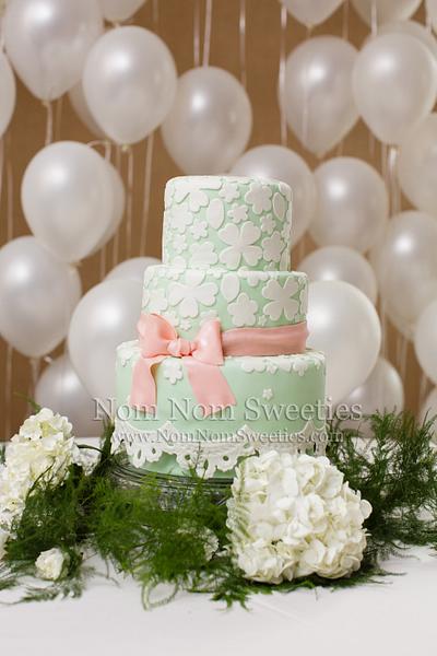 Mint and Coral Wedding Cake - Cake by Nom Nom Sweeties