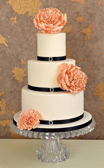 Peaches and Cream Peony Cake - Cake by Hilary Rose Cupcakes