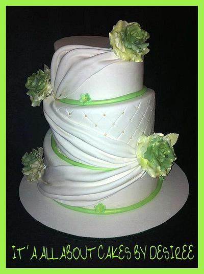 Topsy Turvy Draped Wedding Cake - Cake by Desiree