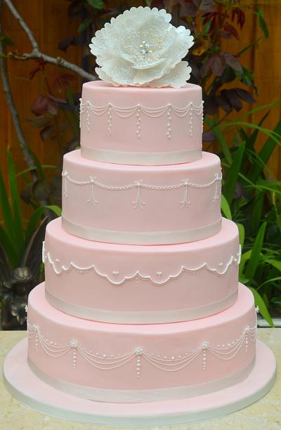 Pink Peony Wedding Cake - Cake by The Sweet Suite
