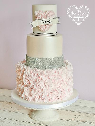 Ruffle Hear Wedding Cake - Cake by The Whimsical Cakery