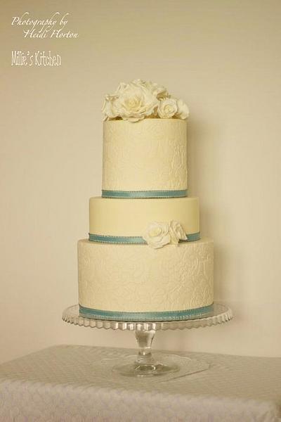 Ivory Stencilled Wedding Cake - Cake by Emily
