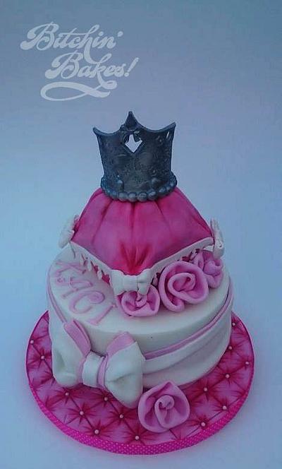 Pink and girly christening cake - Cake by fitzy13