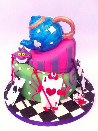 Alice in Wonderland Topsy Turvy Cake - Cake by Claire Lawrence