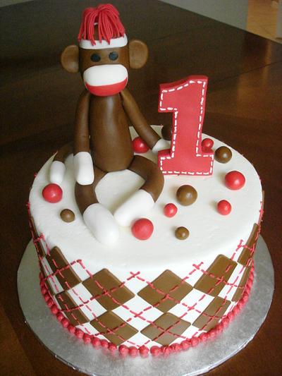 Sock Monkey 1st Birthday - Cake by Dream Slice Cakes