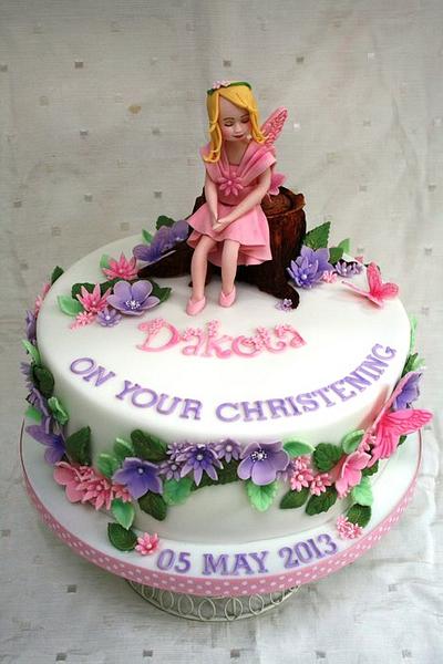 Flower Fairy Christening Cake - Cake by BakedByBecky