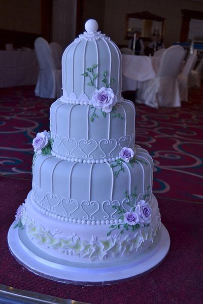 Roses and cage wedding cake - Cake by Novel-T Cakes