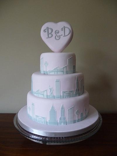 New York Skyline Wedding Cake - Cake by Susan Stevenson